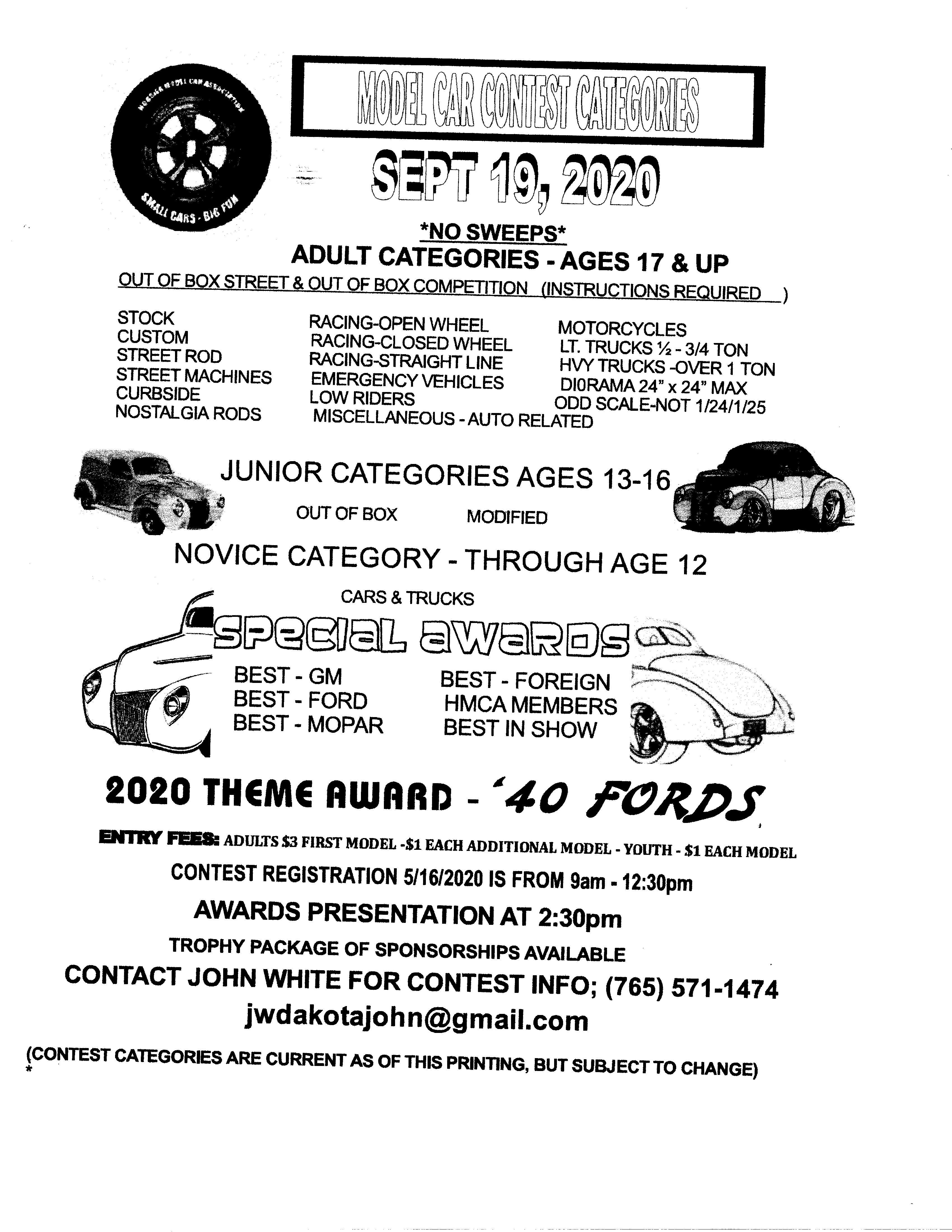 Hoosier Model Car Association 40th Annual Model Car Contest & Swap Meet