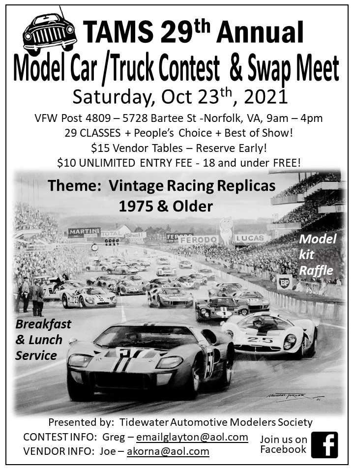 TAMS 29th Annual Model Car Contest and Swap Meet - Norfolk, VA